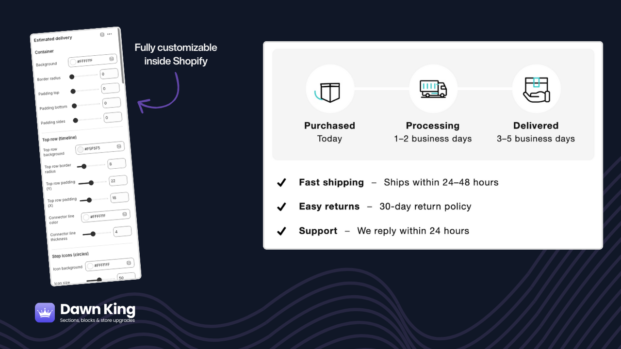 Delivery & Returns Info Block — No Apps Required
