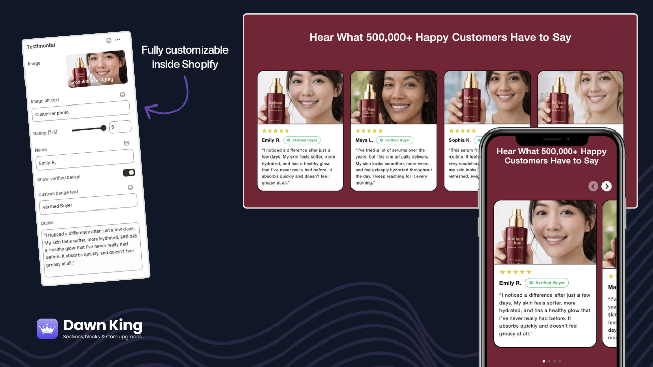 Customer Testimonials Section — No Apps Required